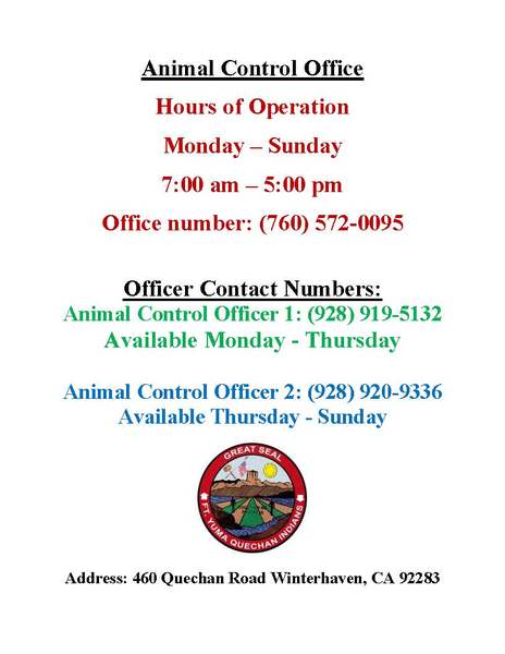 Departments - Animal Control - Fort Yuma Quechan Indian Tribe Departments - Animal Control - Fort Yuma Quechan Indian Tribe